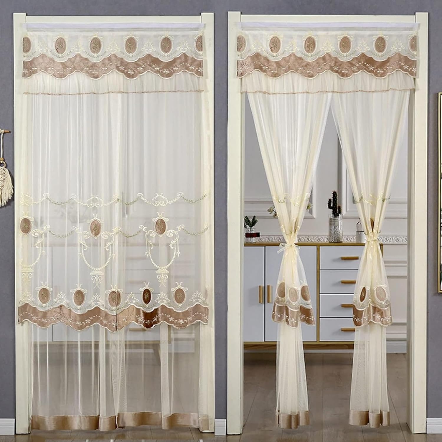 YXSNG] のれん 花柄 北欧 モダン つっぱり棒カーテン 簡単取付